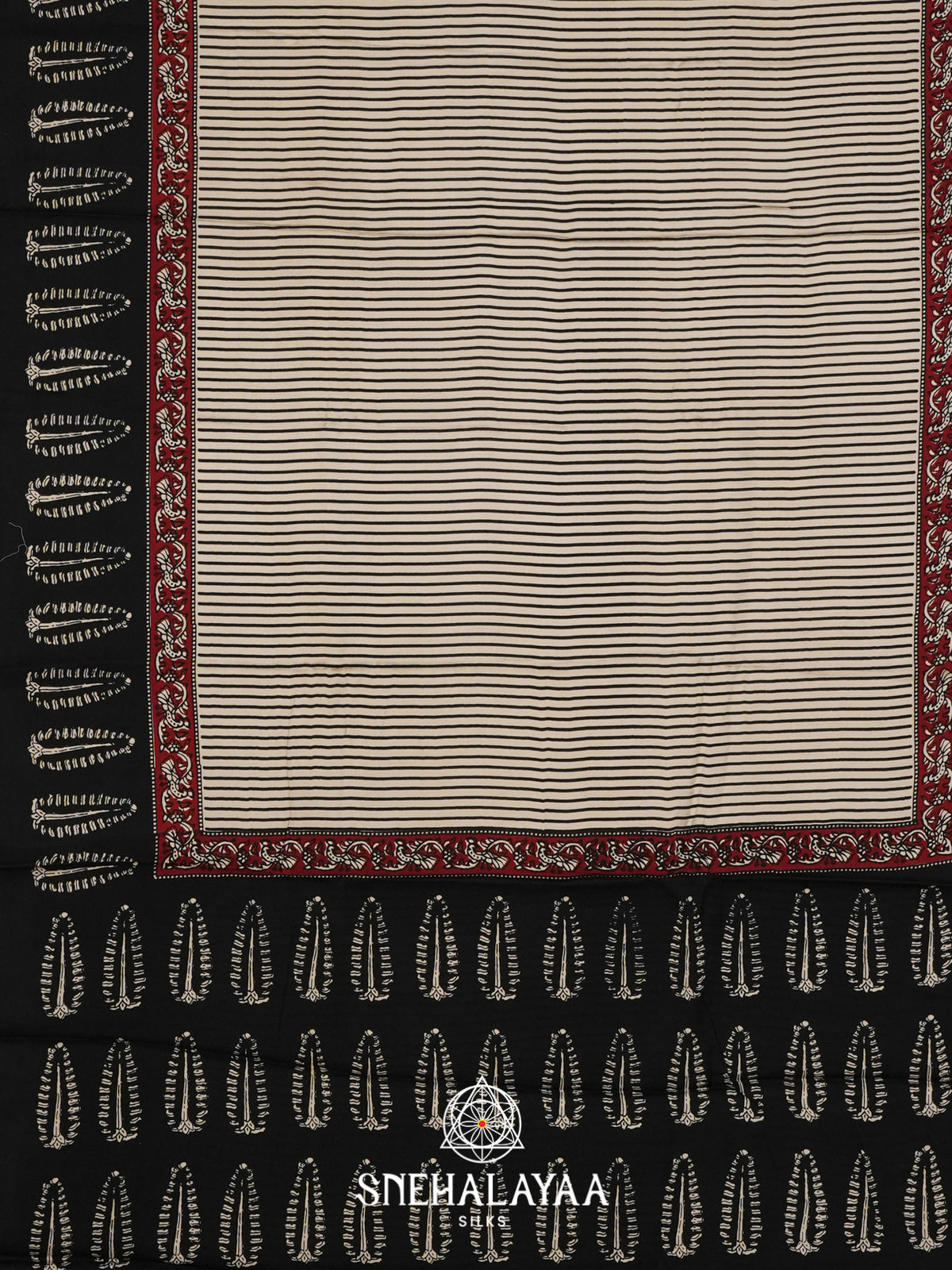 Beige With Black Border Modal Silk Saree
