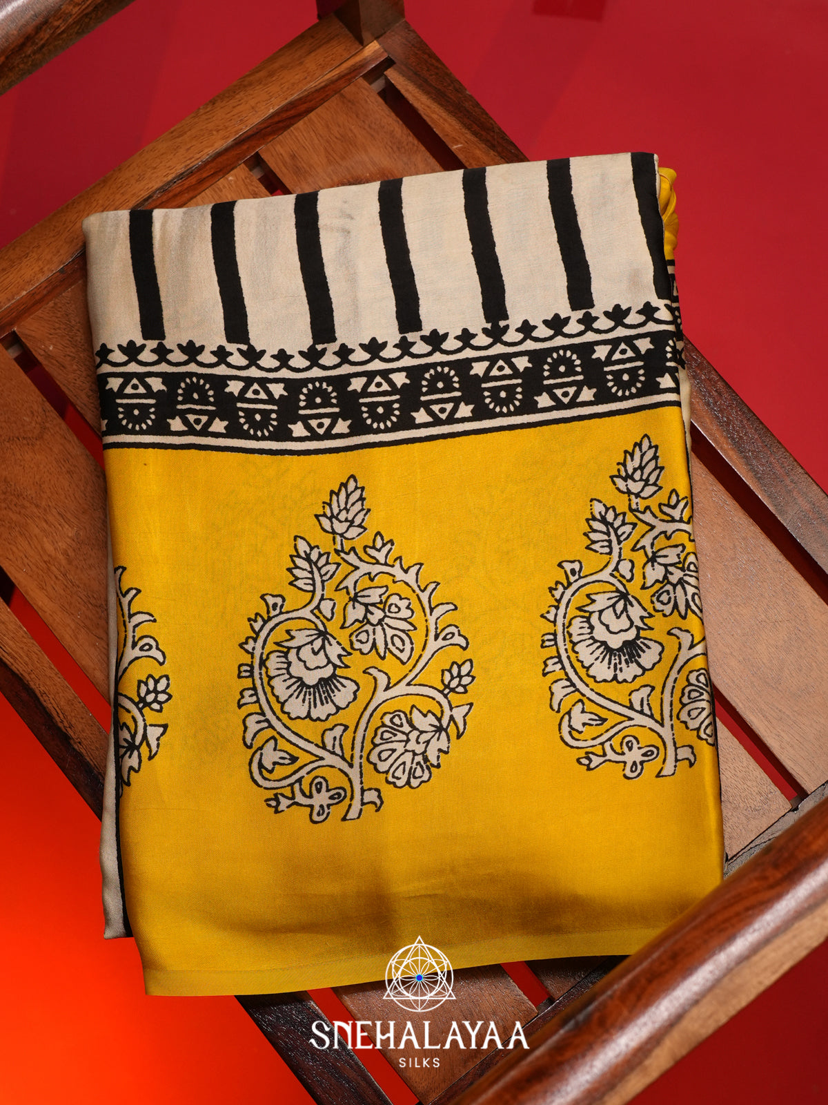 Beige With Yellow Border Modal Silk Saree