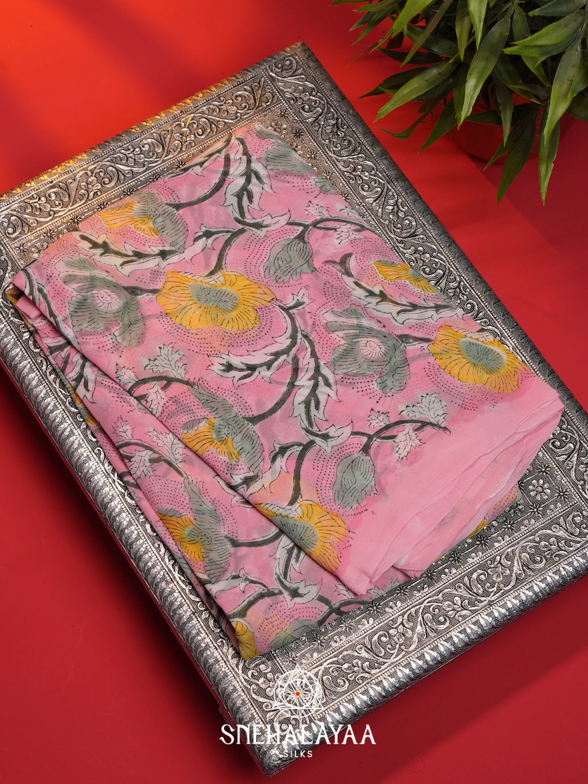 Pink Georgette Saree
