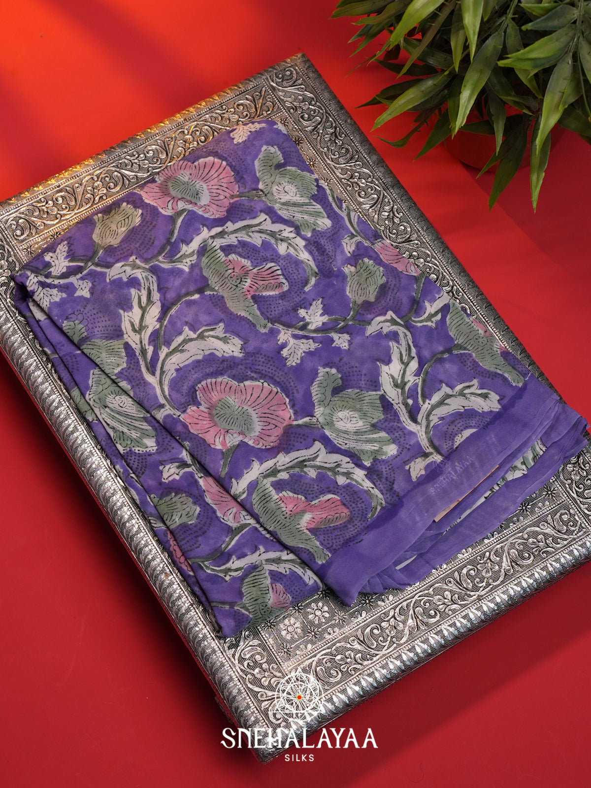 Violet Georgette Saree