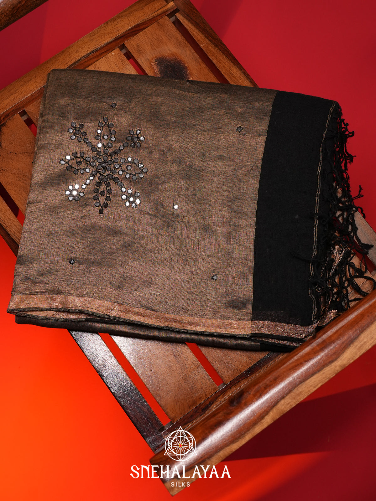 Black Mul Cotton Saree