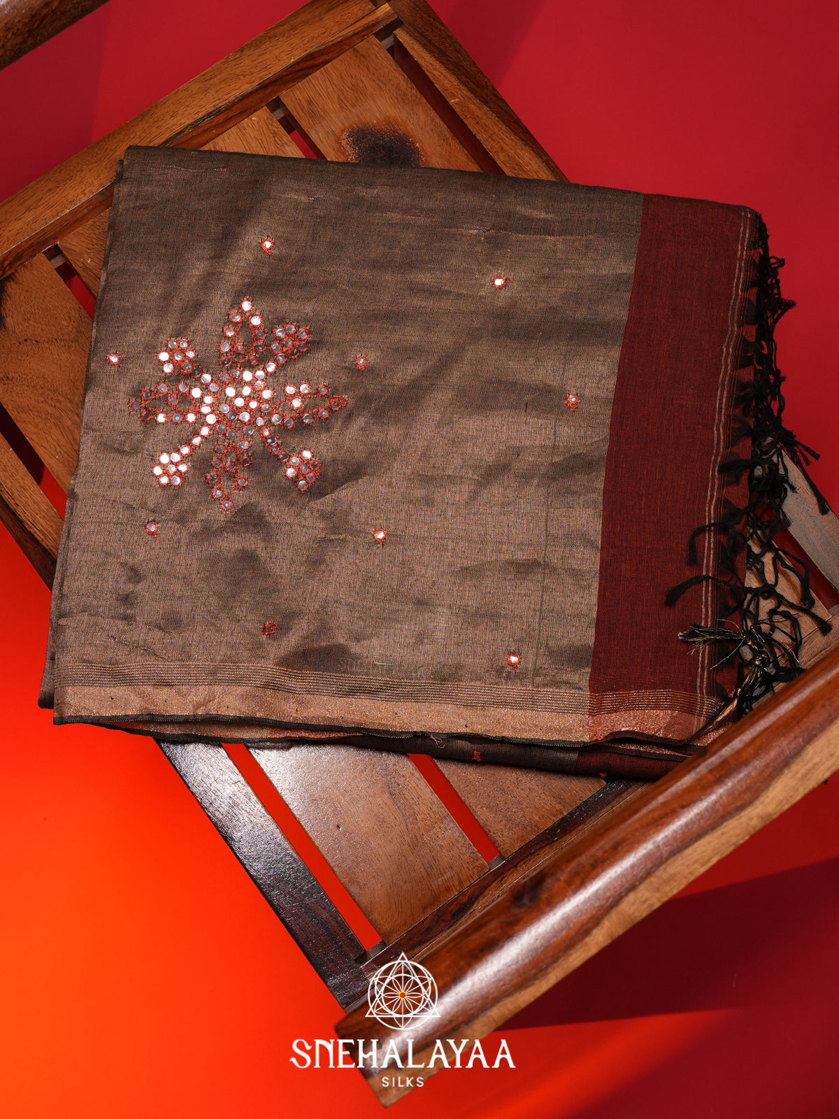 Burnt Orange Mul Cotton Saree