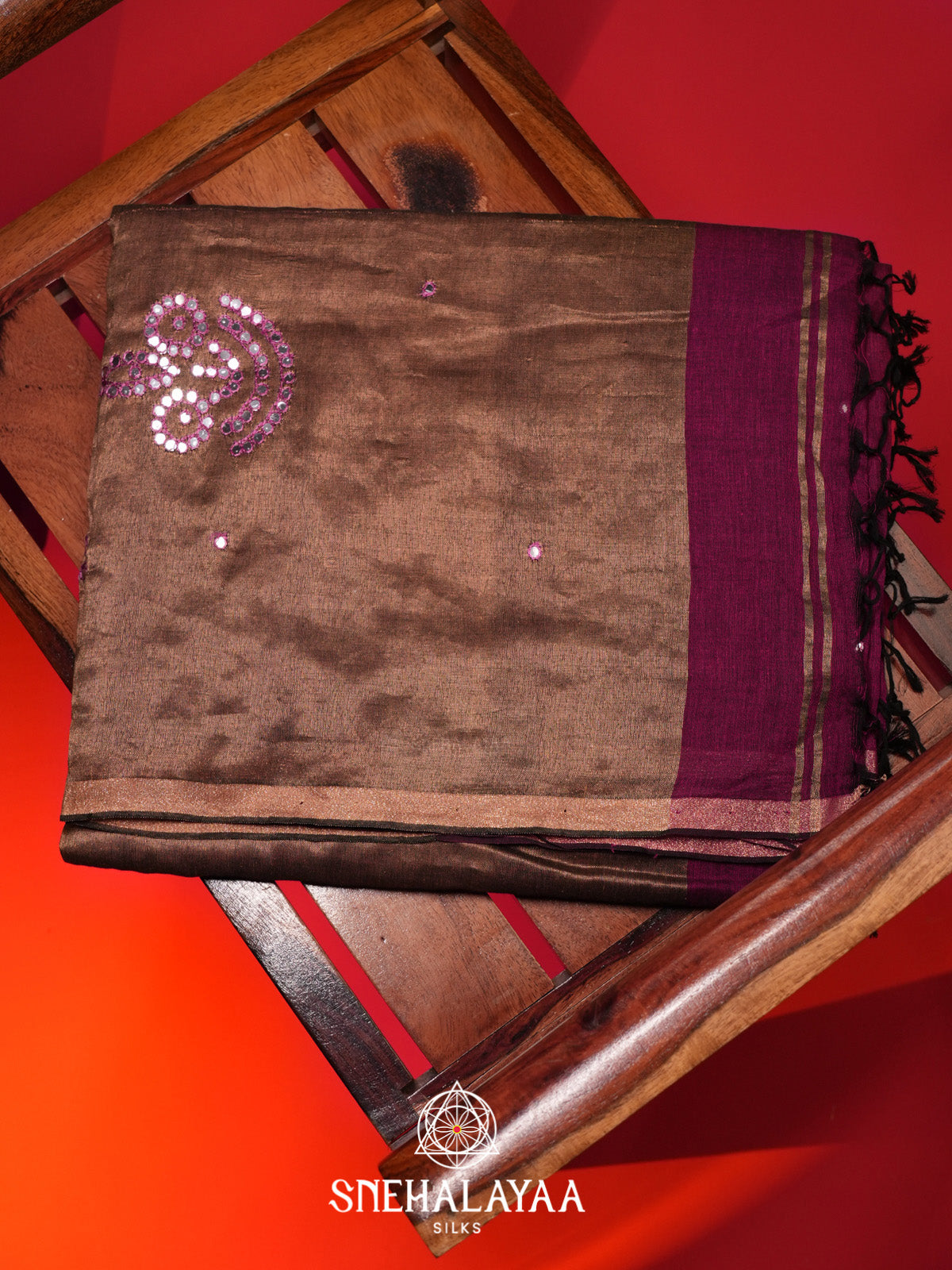 Magenta Mul Cotton Saree
