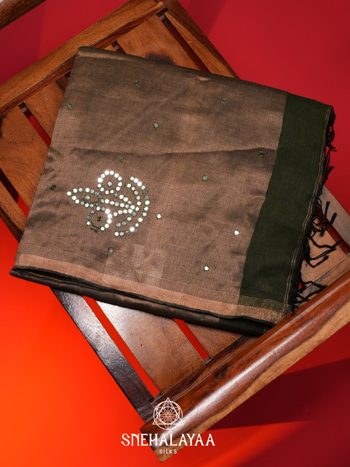 Olive Green Mul Cotton Saree