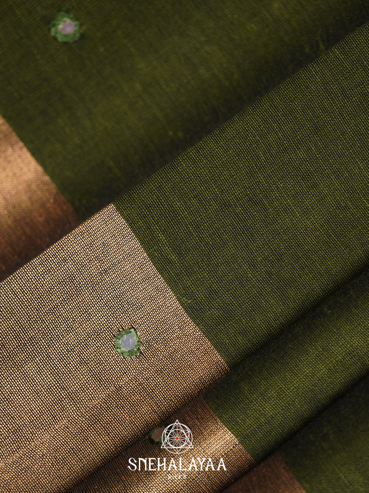 Olive Green Mul Cotton Saree