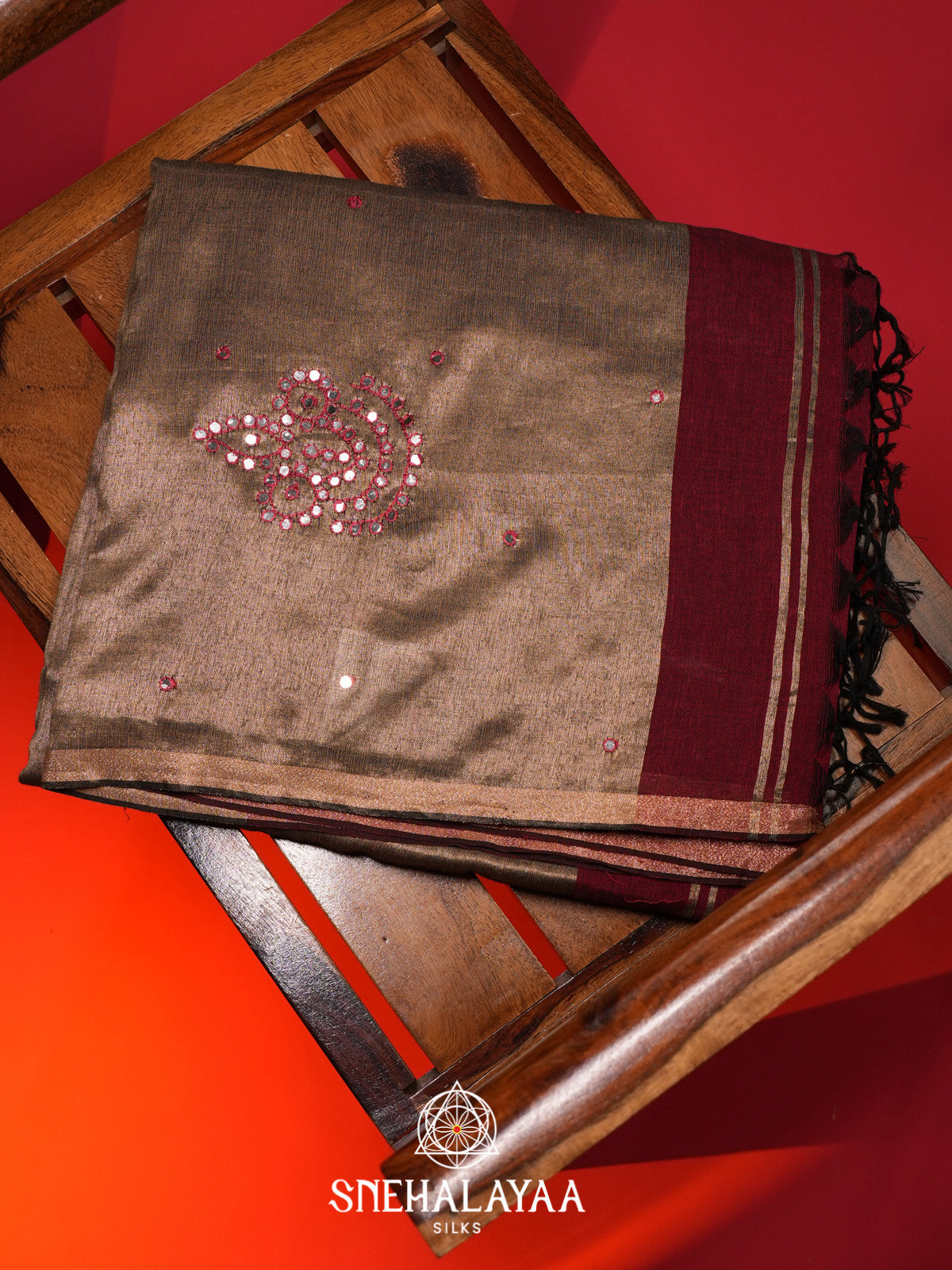 Maroon Mul Cotton Saree