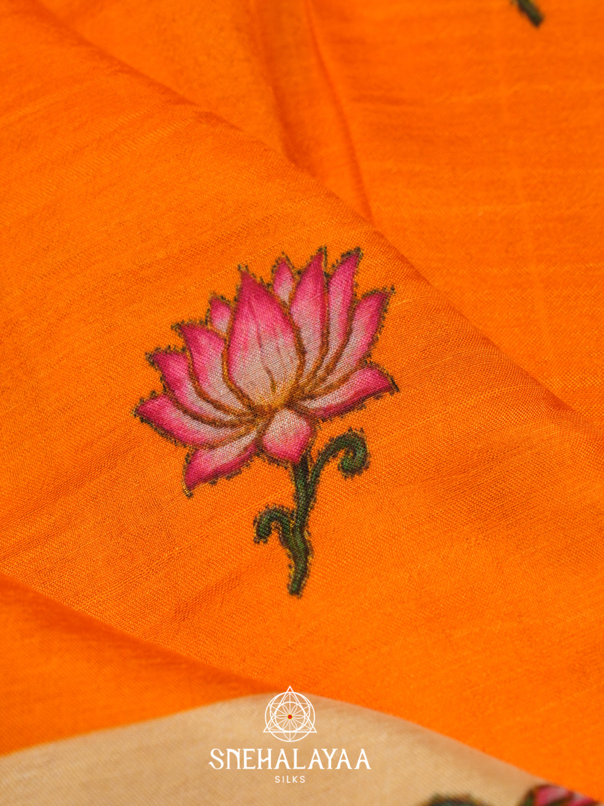 Orange Mangalagiri Silk Cotton Saree