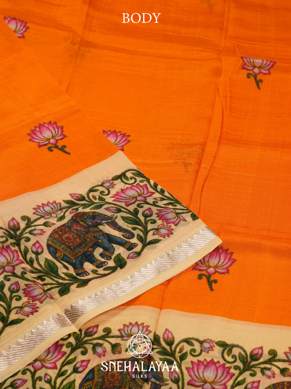 Orange Mangalagiri Silk Cotton Saree