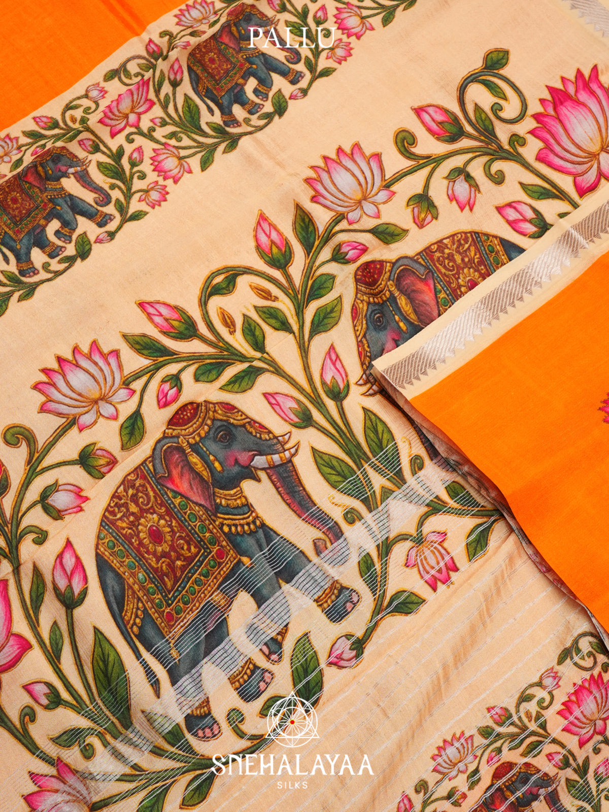 Orange Mangalagiri Silk Cotton Saree