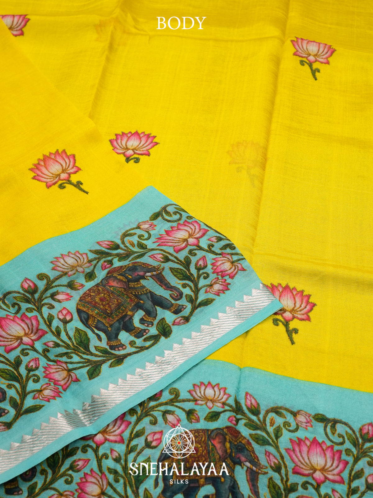 Lemon Yellow Mangalagiri Silk Cotton Saree