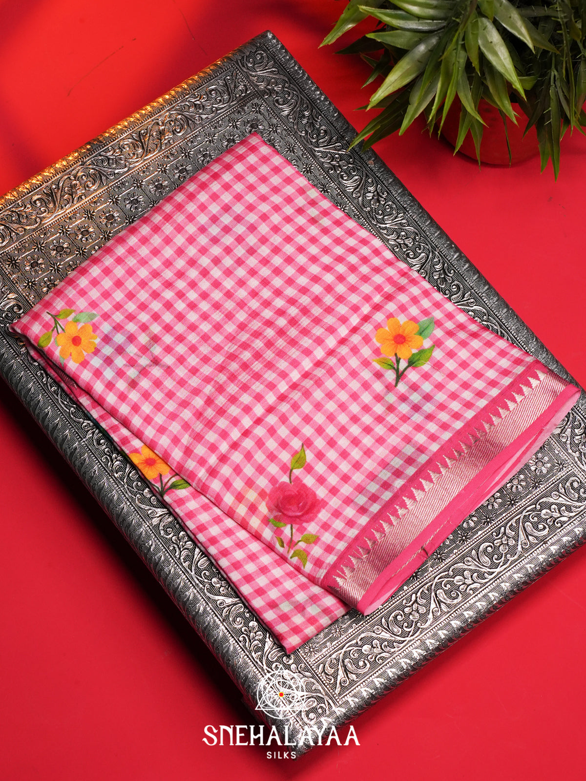 Pink Mangalagiri Silk Cotton Saree
