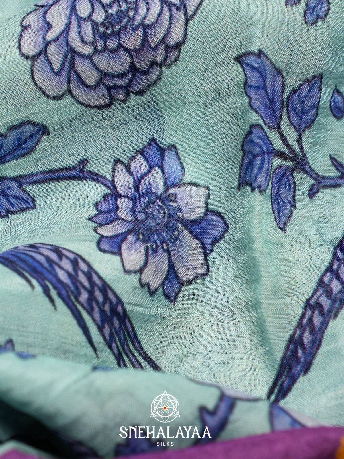 Aqua Blue Mangalagiri Silk Cotton Saree