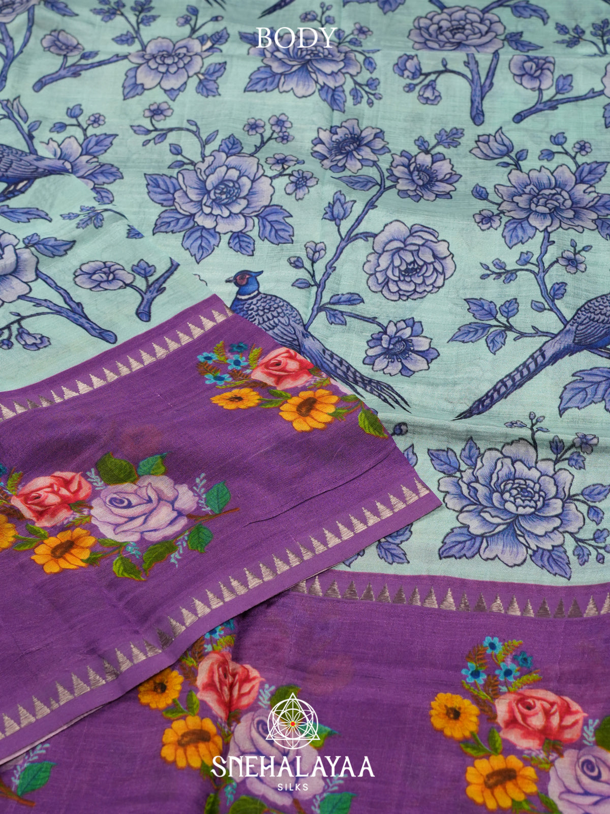 Aqua Blue Mangalagiri Silk Cotton Saree