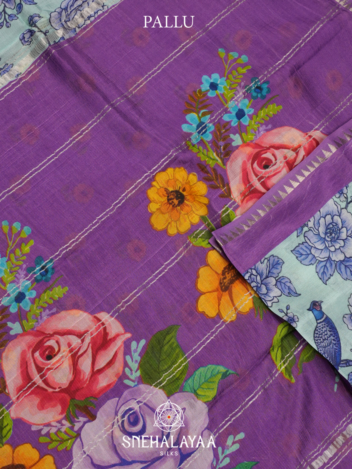 Aqua Blue Mangalagiri Silk Cotton Saree
