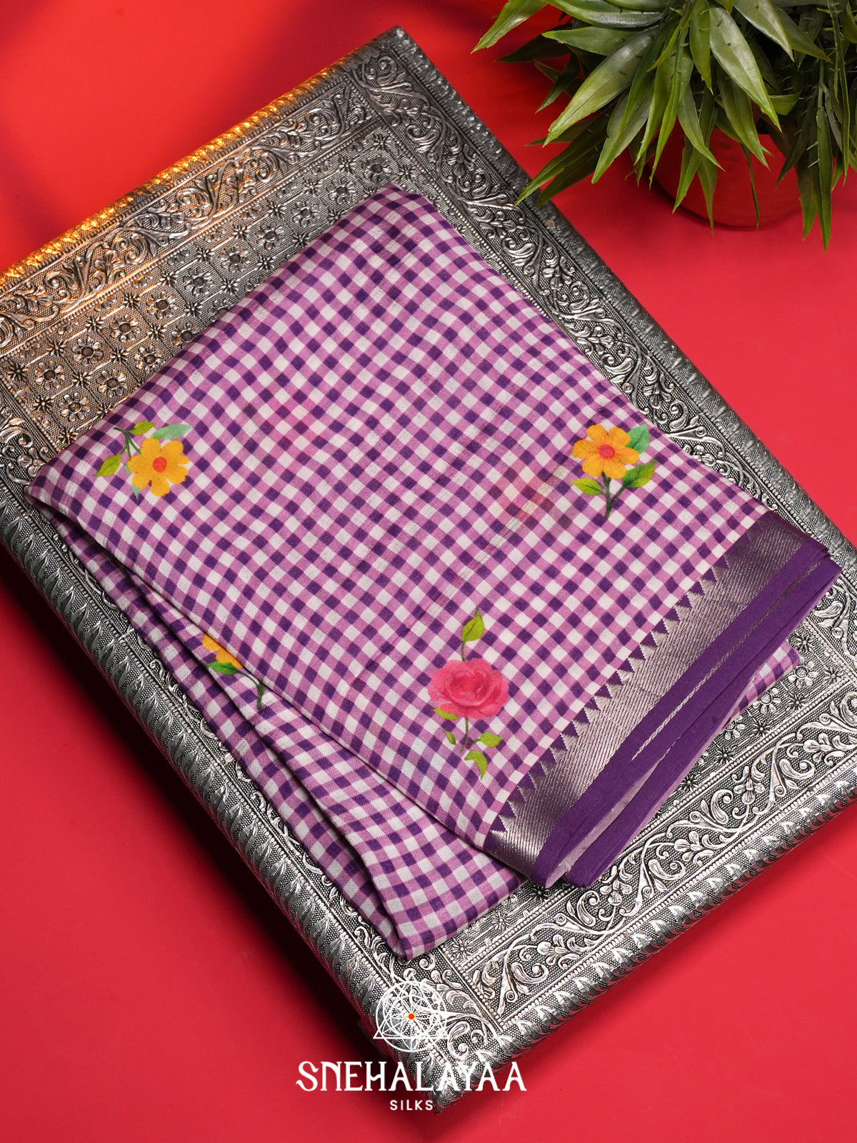 Purple Mangalagiri Silk Cotton Saree