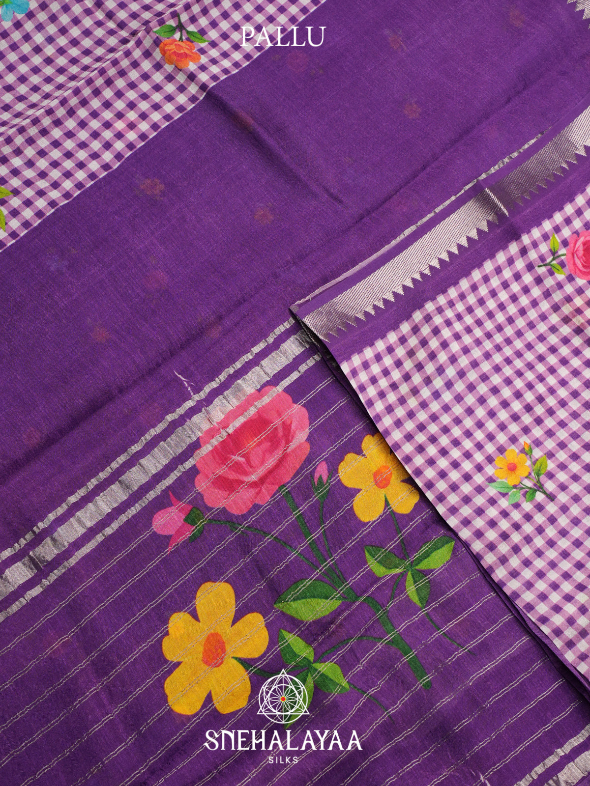 Purple Mangalagiri Silk Cotton Saree