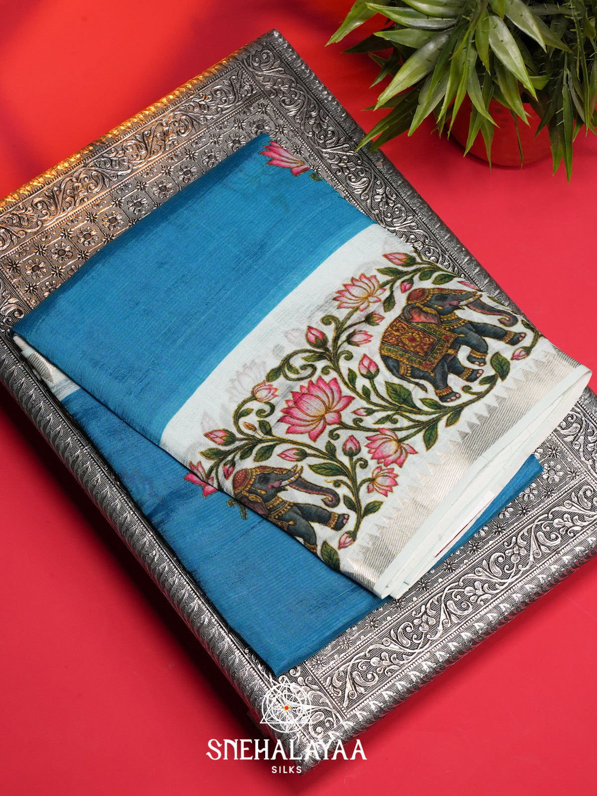 Sky Blue Mangalagiri Silk Cotton Saree