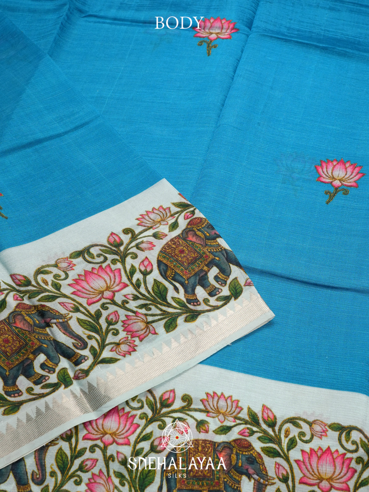 Sky Blue Mangalagiri Silk Cotton Saree