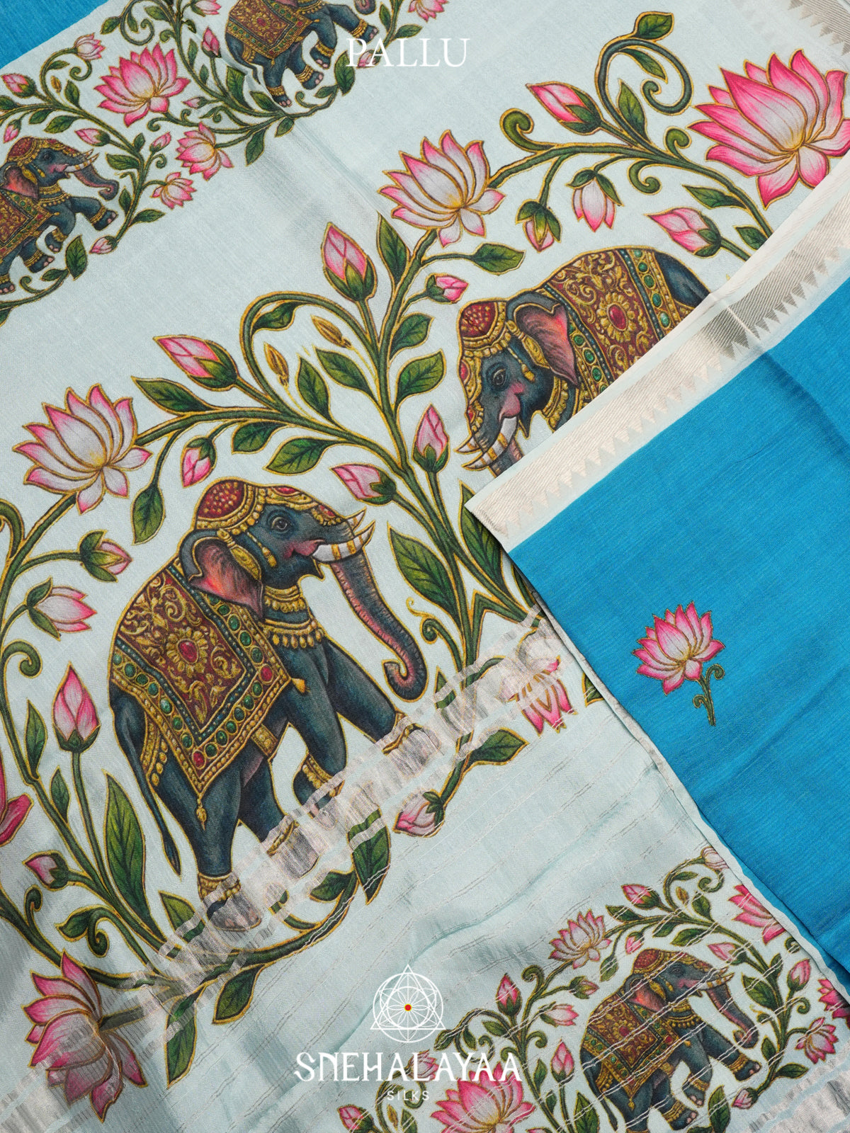 Sky Blue Mangalagiri Silk Cotton Saree