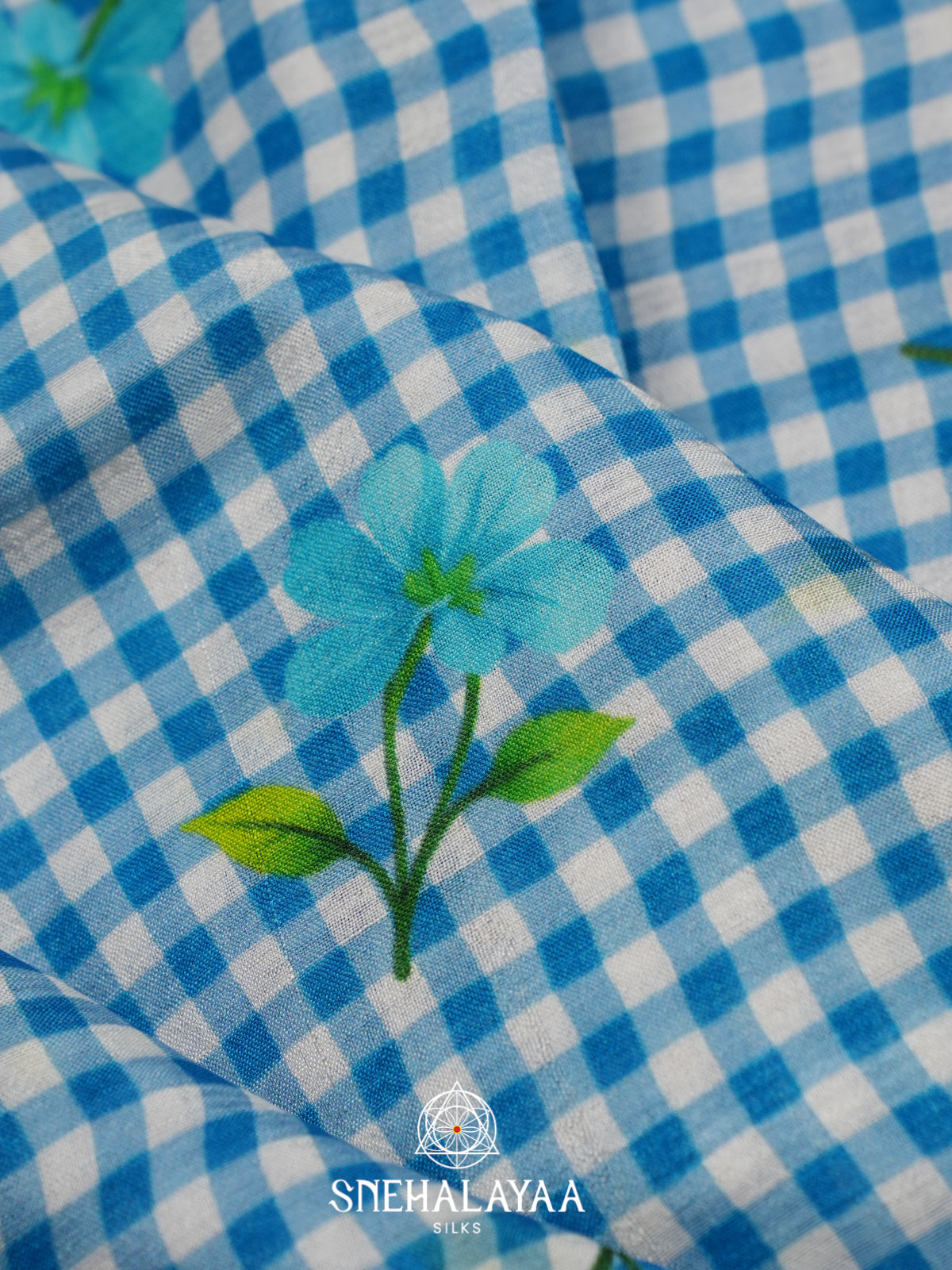Teal Blue Mangalagiri Silk Cotton Saree