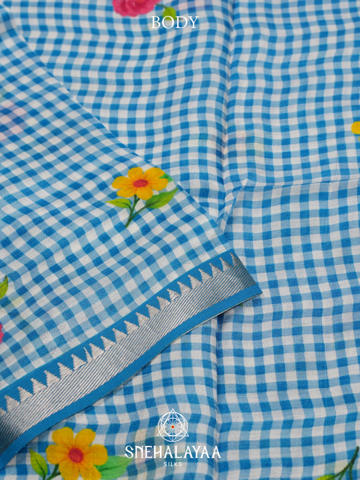 Teal Blue Mangalagiri Silk Cotton Saree
