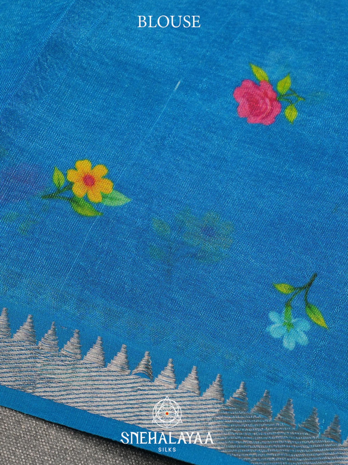 Teal Blue Mangalagiri Silk Cotton Saree