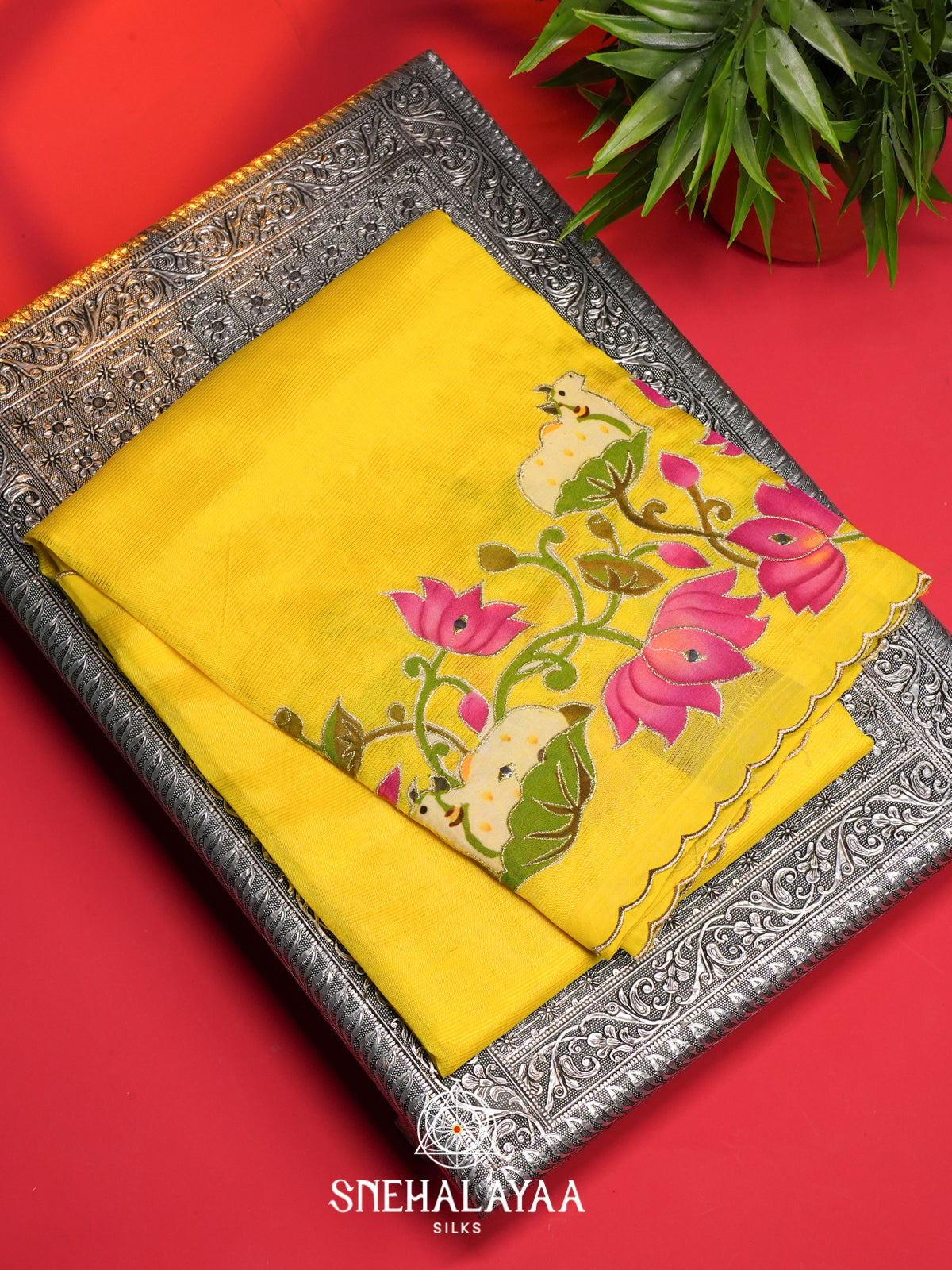 Yellow Mangalagiri Silk Cotton Saree