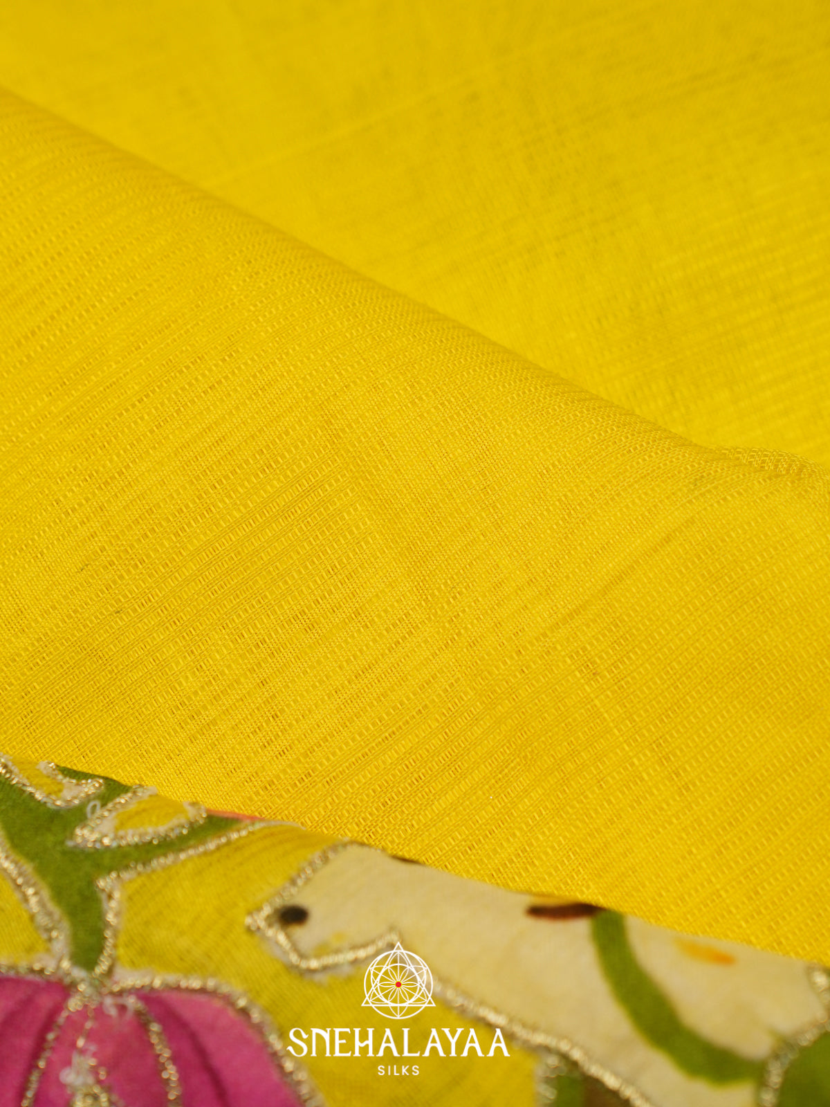 Yellow Mangalagiri Silk Cotton Saree