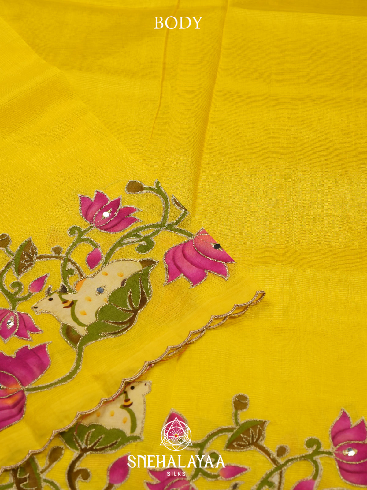 Yellow Mangalagiri Silk Cotton Saree