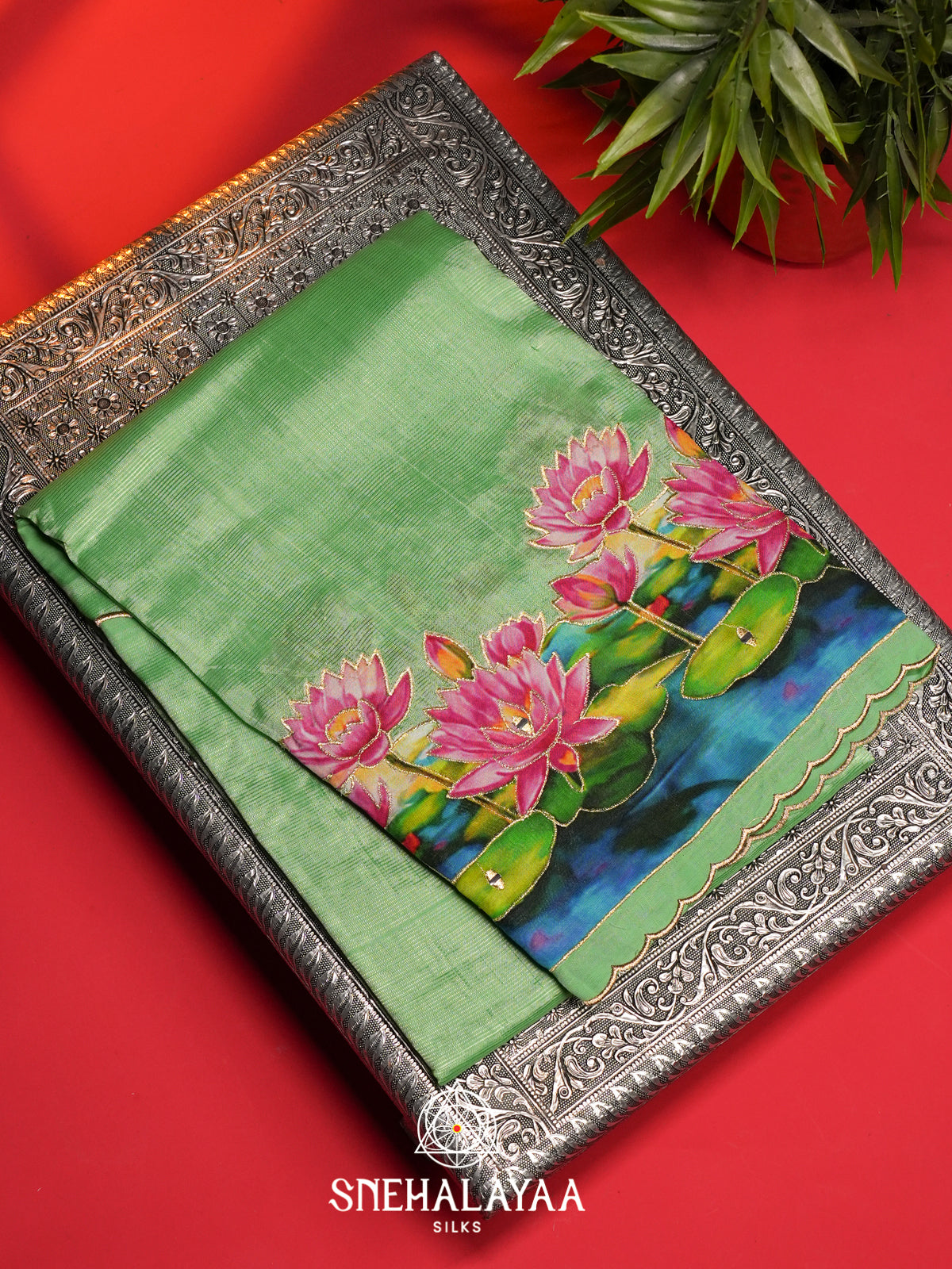 Sage Green Mangalagiri Silk Cotton Saree