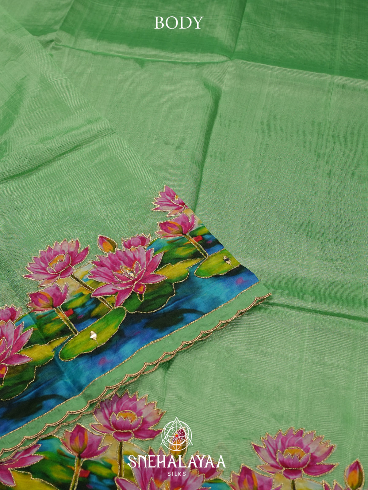 Sage Green Mangalagiri Silk Cotton Saree