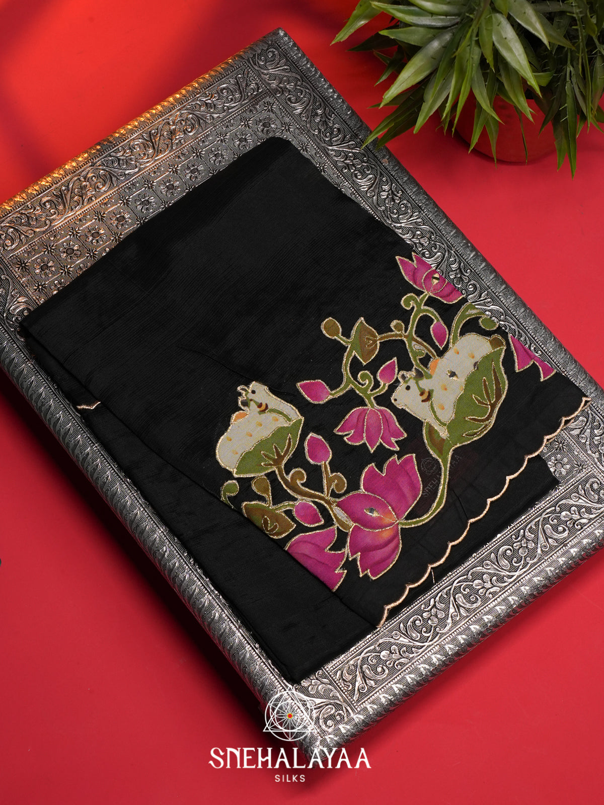 Black Mangalagiri Silk Cotton Saree