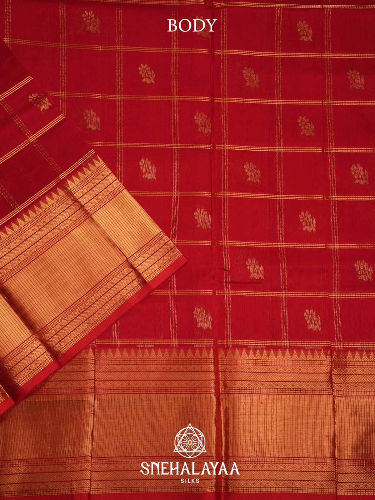 Red Kuppadam Silk Cotton Saree