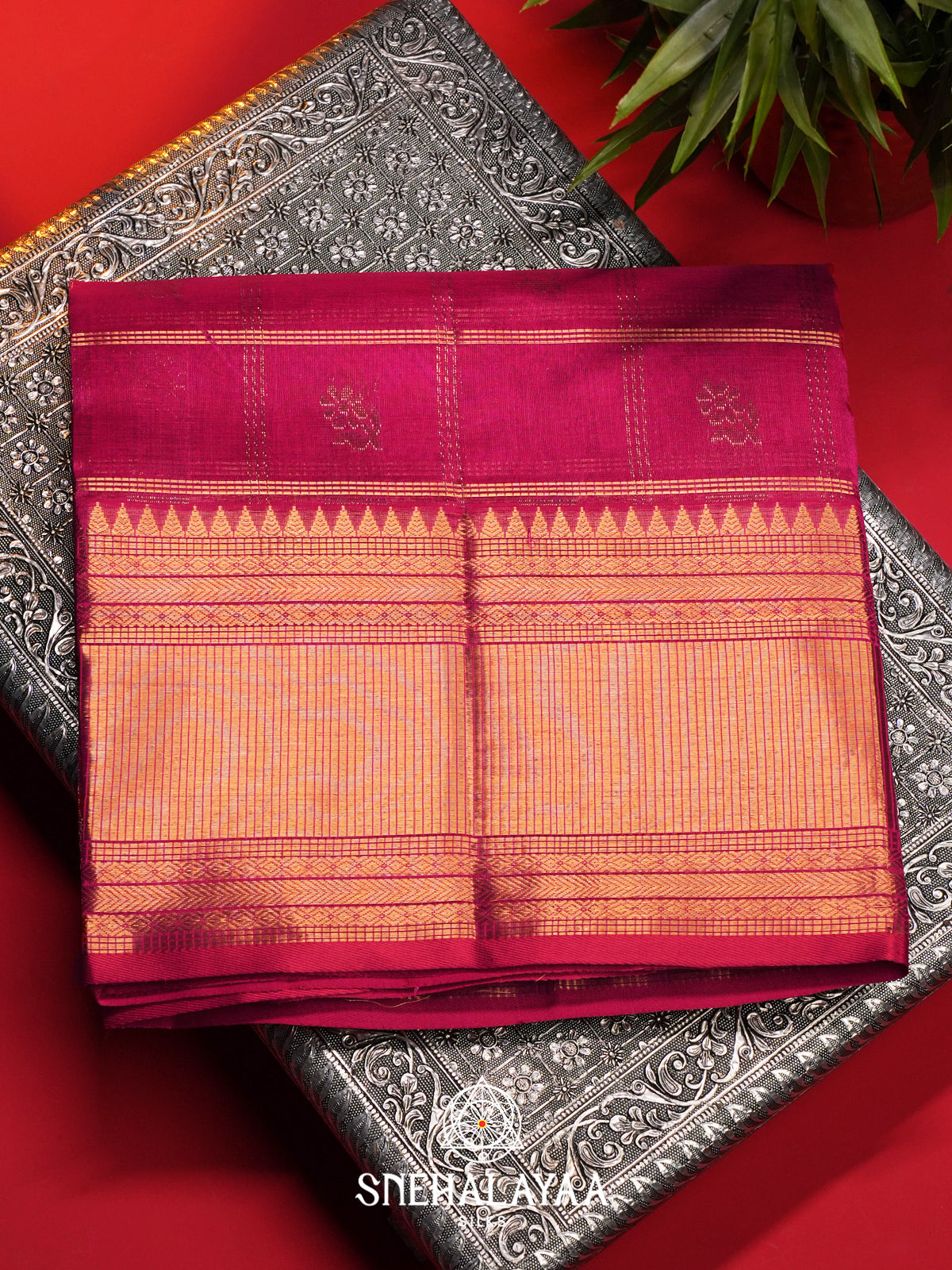 Magenta Kuppadam Silk Cotton Saree