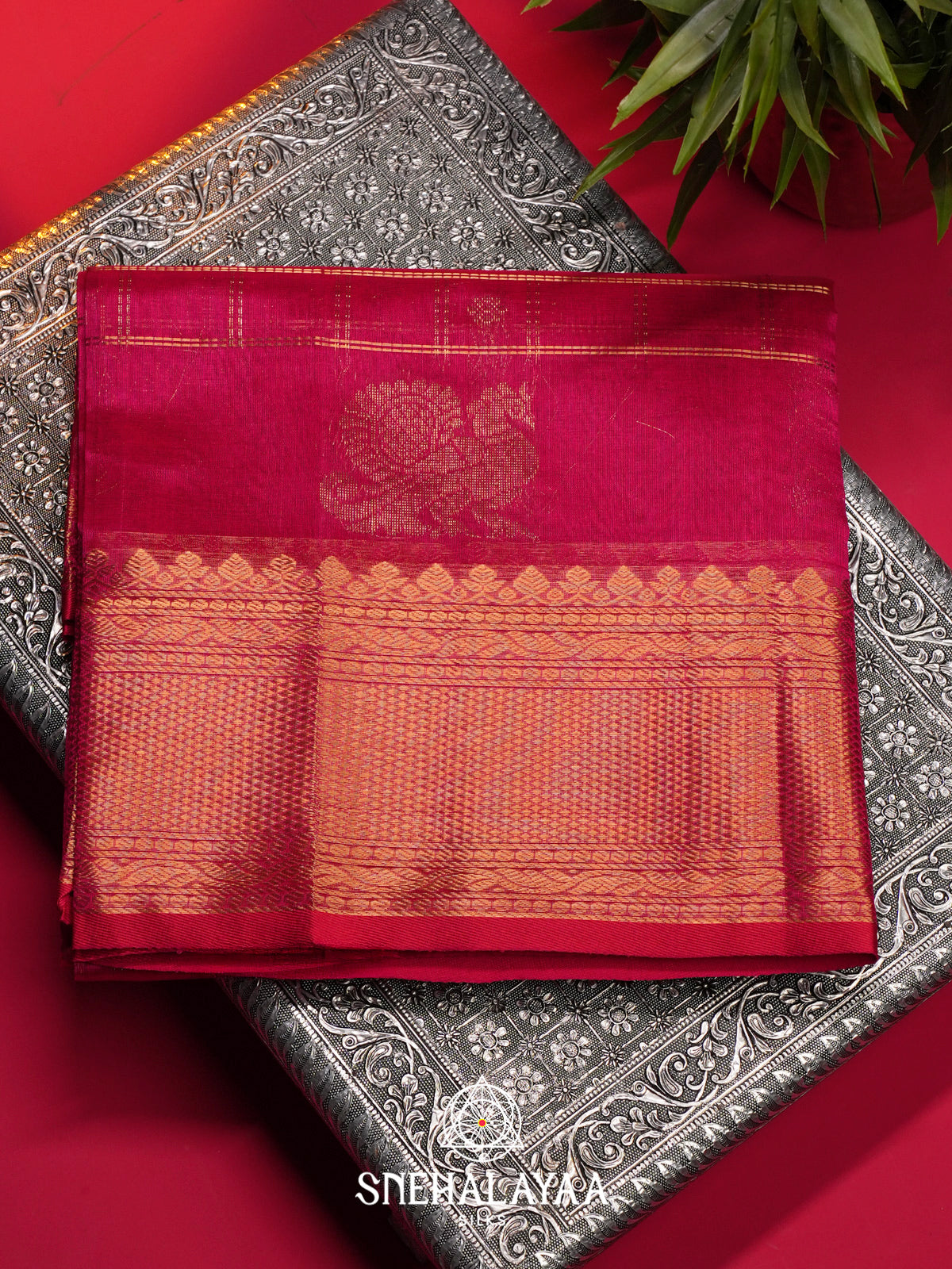 Magenta Kuppadam Silk Cotton Saree