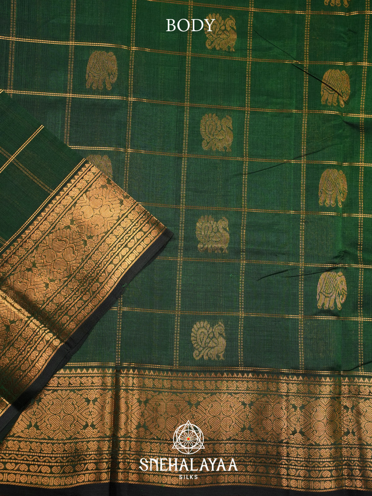 Forest Green Kuppadam Silk Cotton Saree