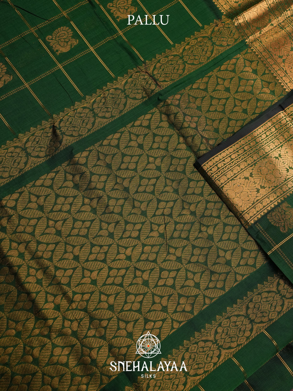 Forest Green Kuppadam Silk Cotton Saree