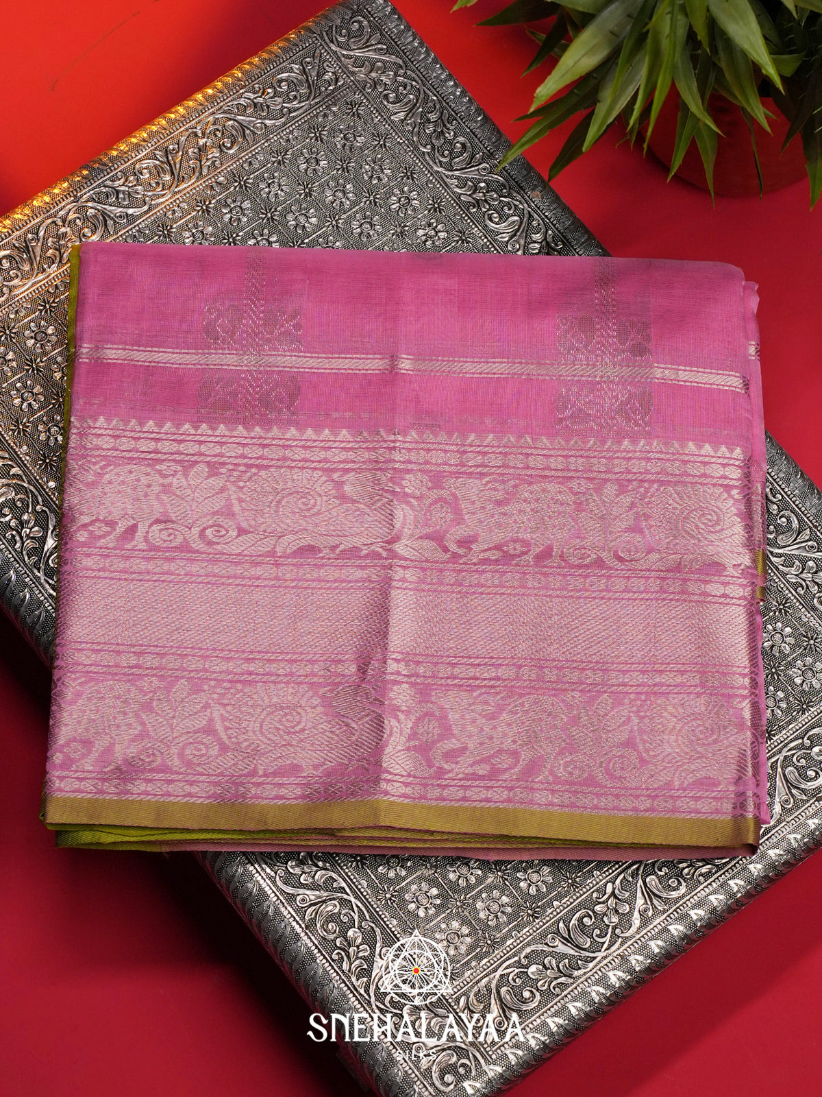 Pink Kuppadam Silk Cotton Saree