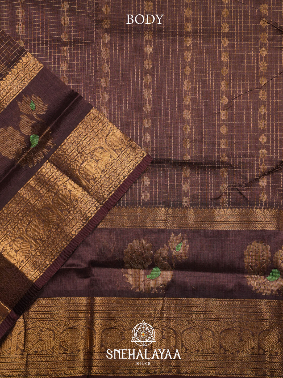 Coffee Brown Kuppadam Silk Cotton Saree