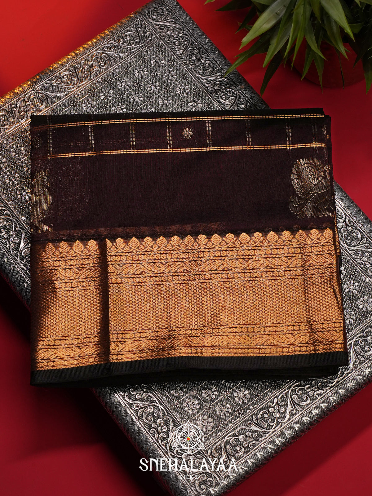 Wine Kuppadam Silk Cotton Saree