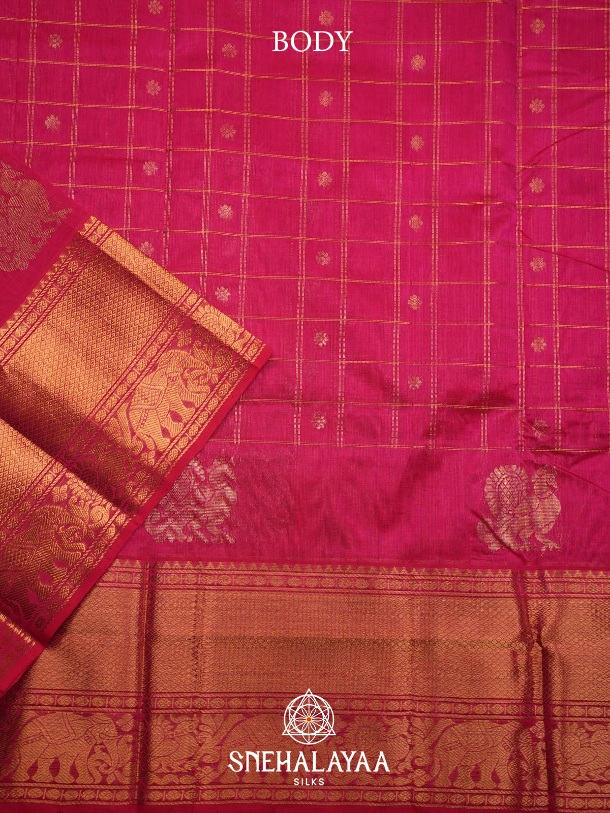 Magenta Kuppadam Silk Cotton Saree