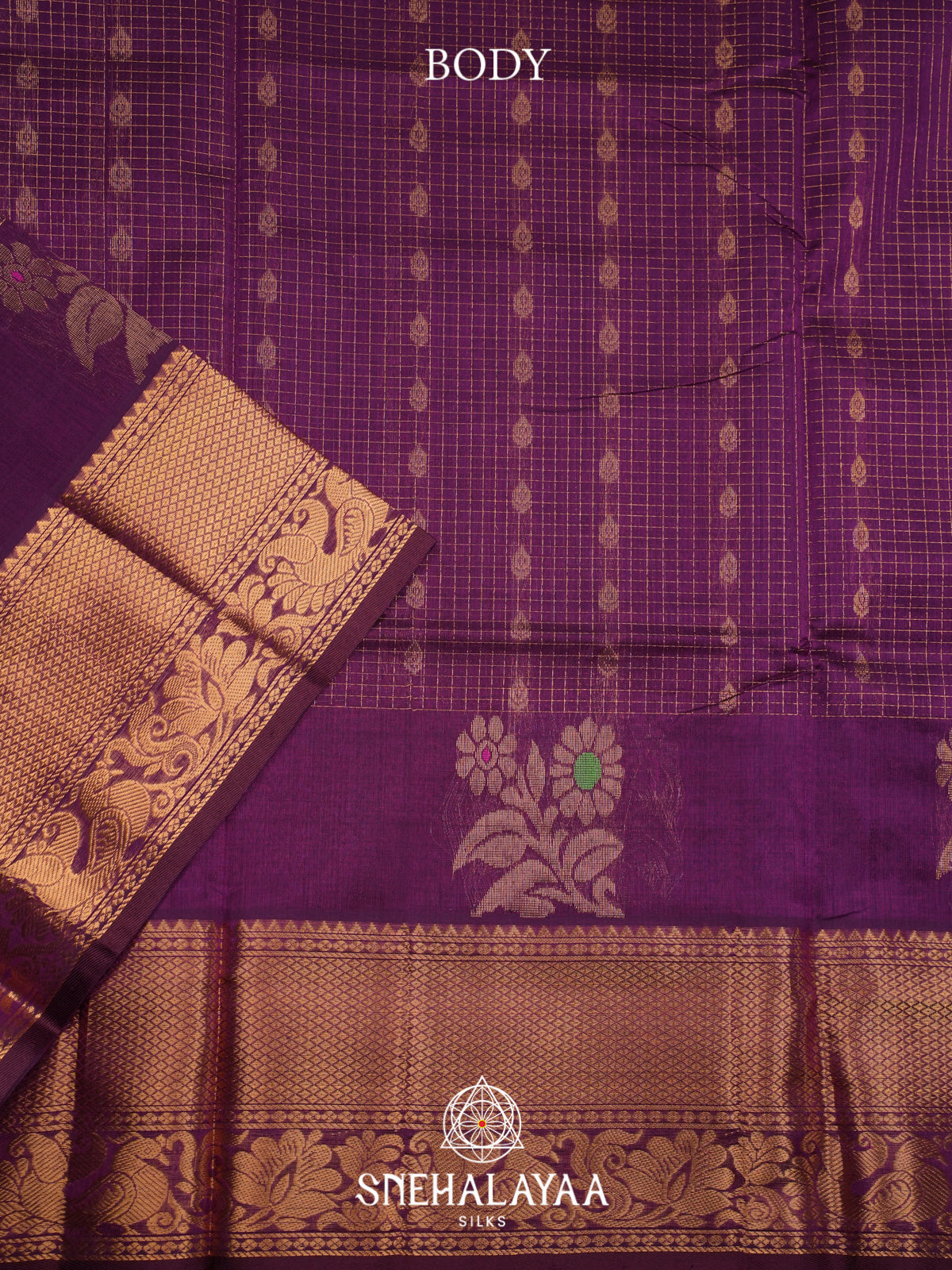 Purple Kuppadam Silk Cotton Saree
