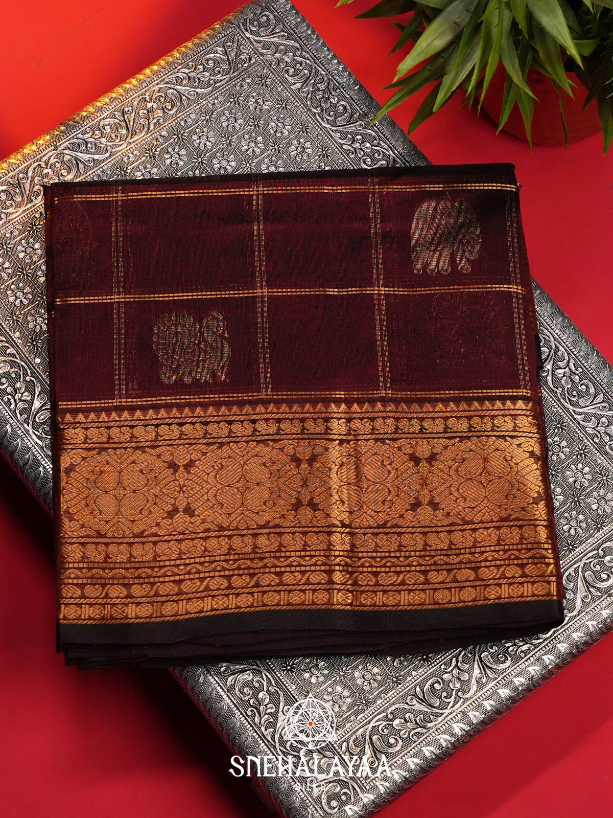 Maroon Kuppadam Silk Cotton Saree