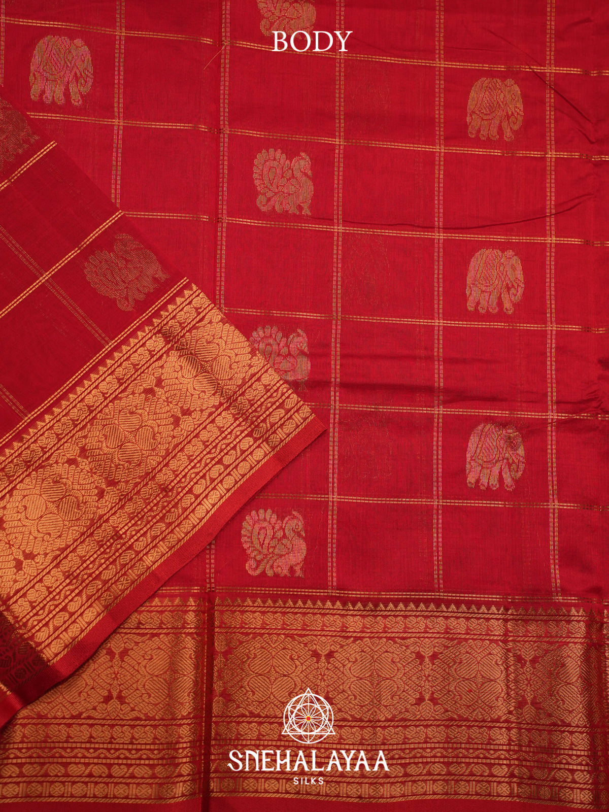 Red Kuppadam Silk Cotton Saree