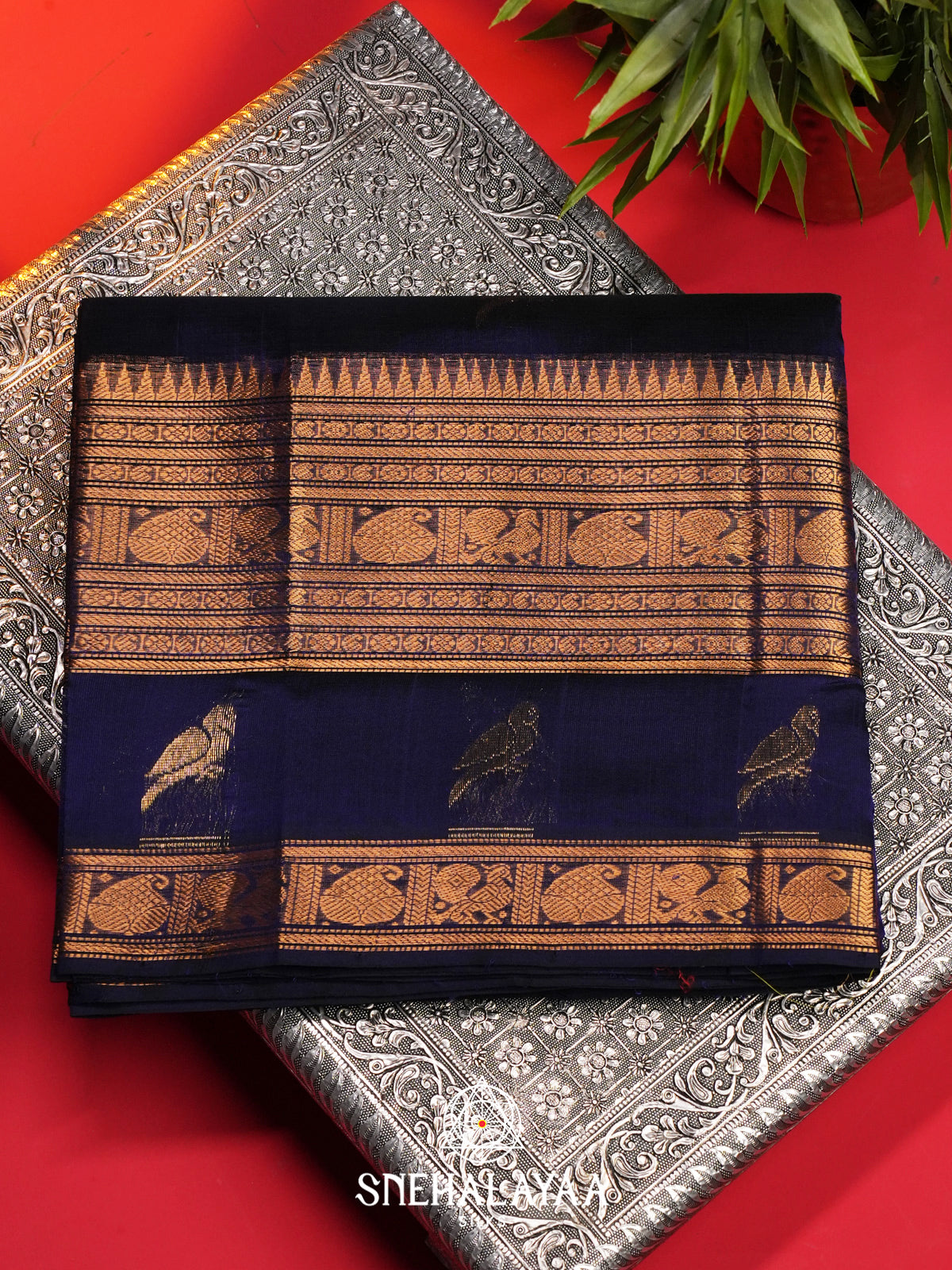 Blue Kuppadam Silk Cotton Saree