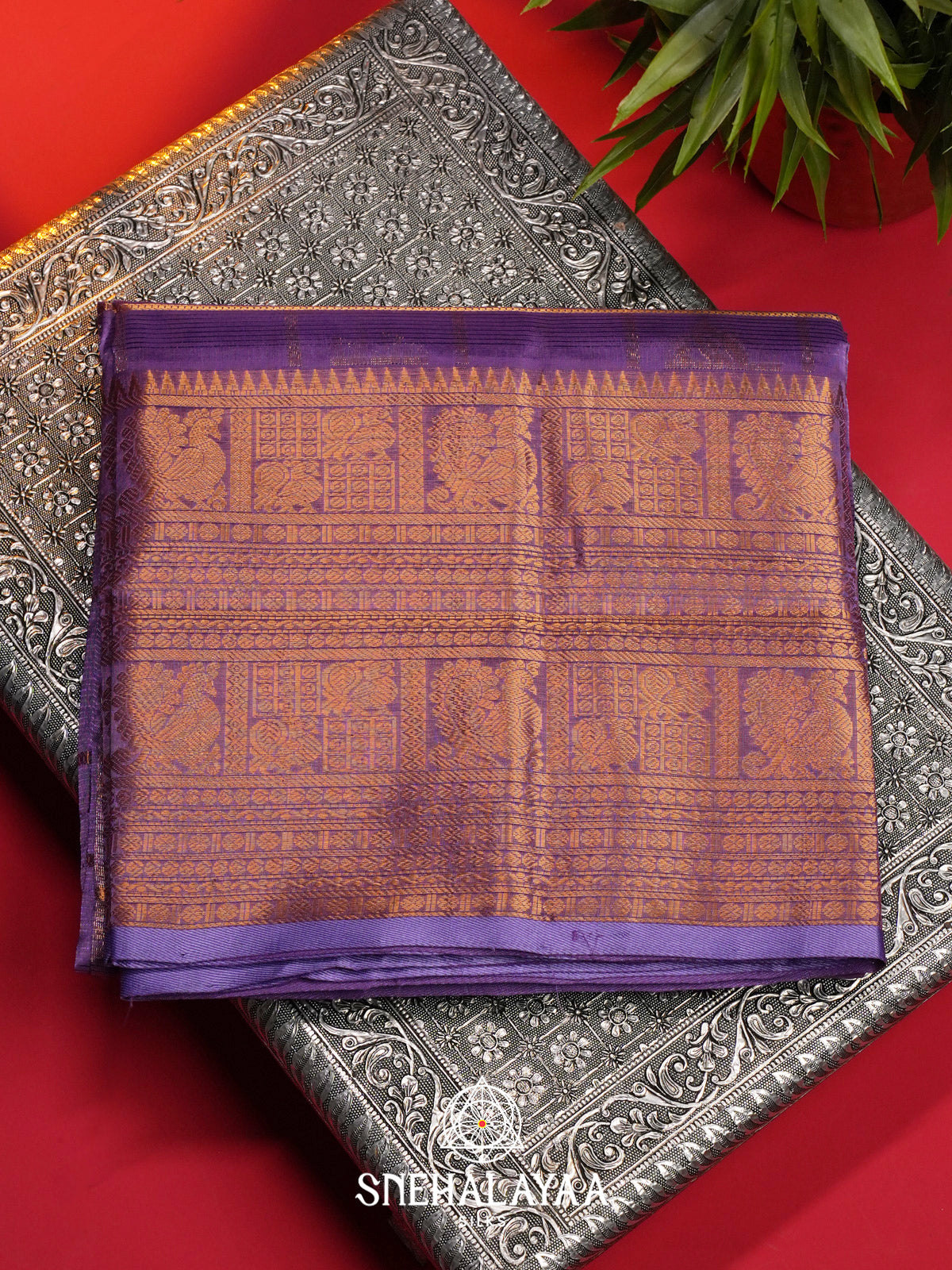 Lilac Kuppadam Silk Cotton Saree