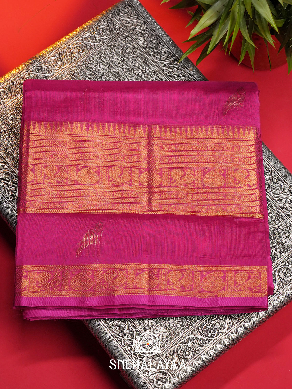 Pink Kuppadam Silk Cotton Saree