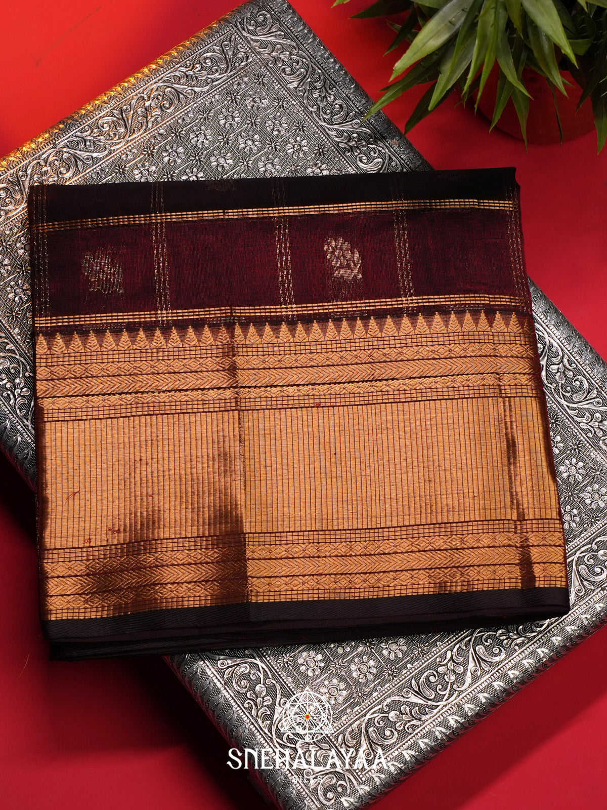 Maroon Kuppadam Silk Cotton Saree