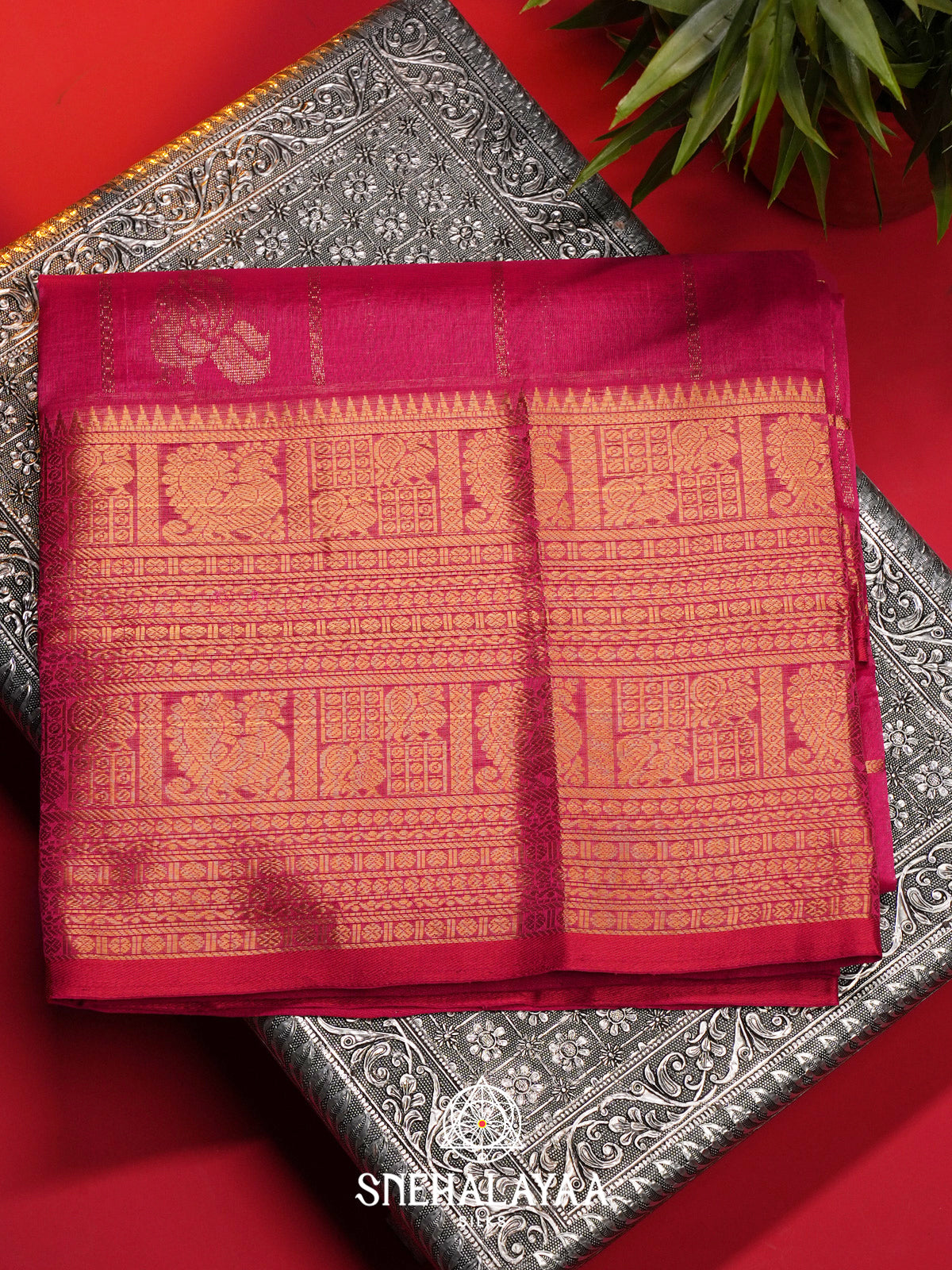 Pink Kuppadam Silk Cotton Saree