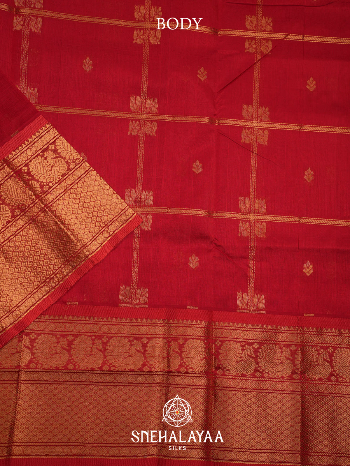 Red Kuppadam Silk Cotton Saree